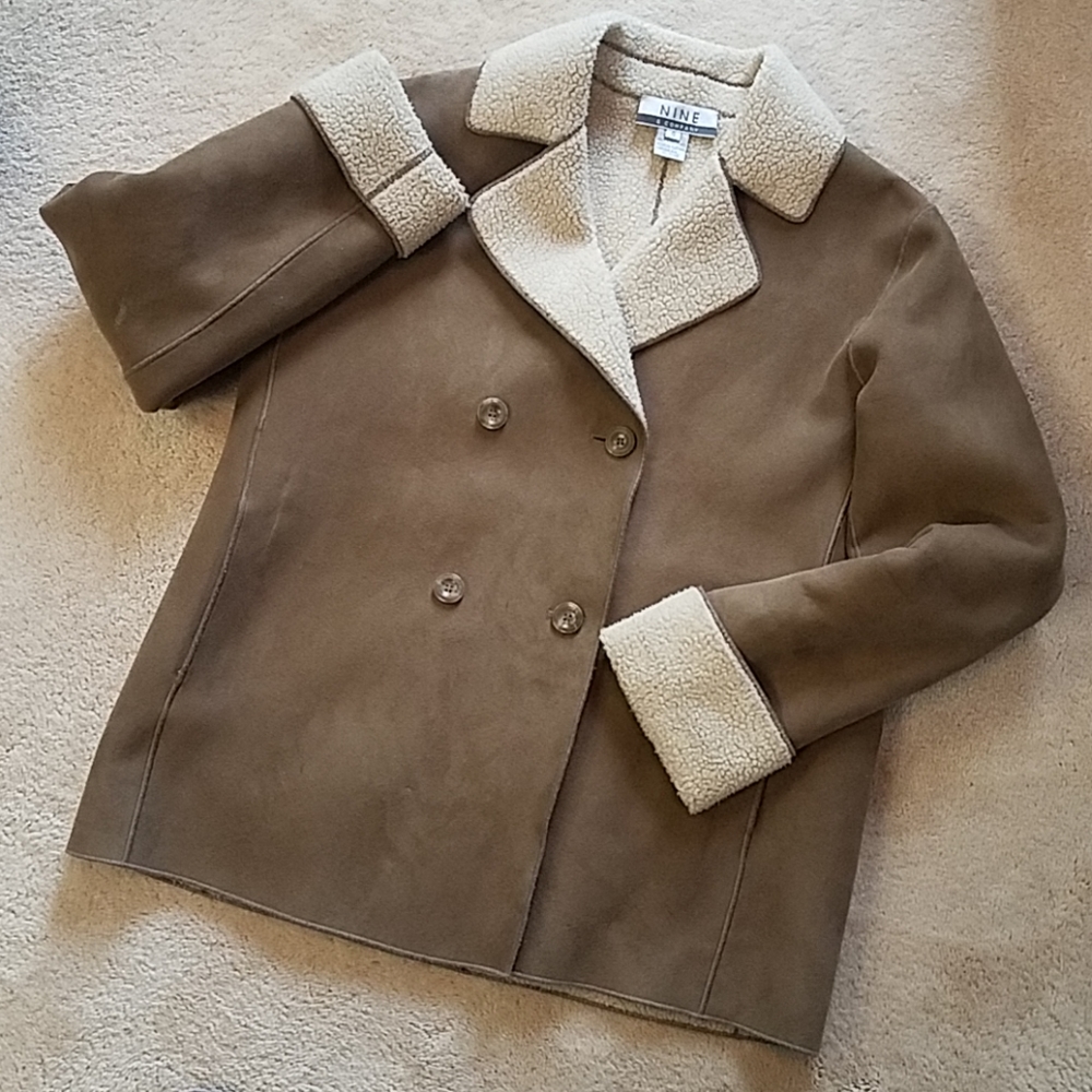 Faux suede and lambskin coat.